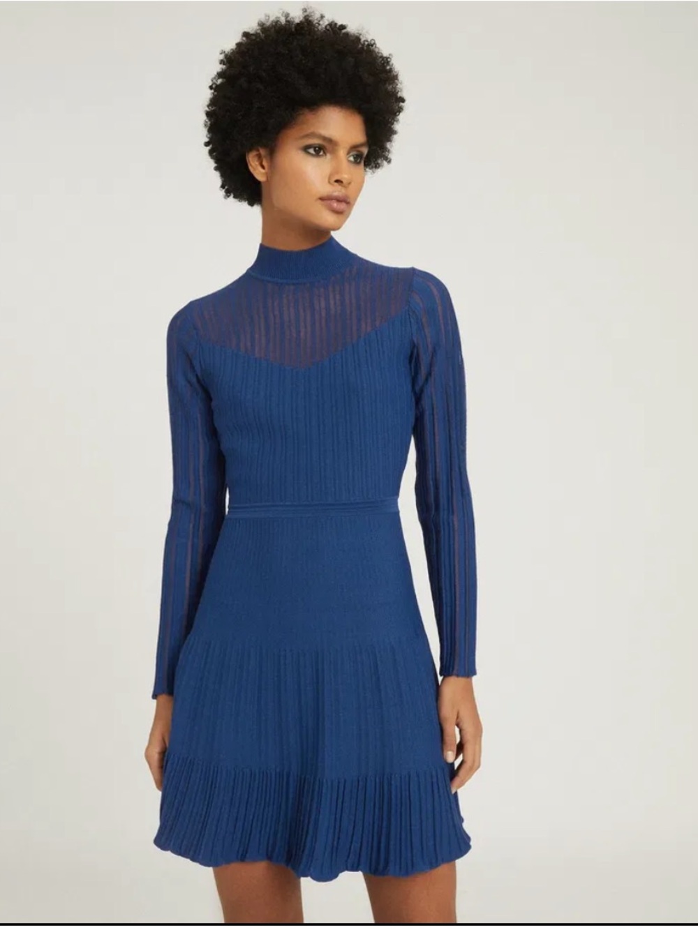 REISS CLEMMY SHEER STRIPE KNITTED DRESS SIZE MEDIUM
